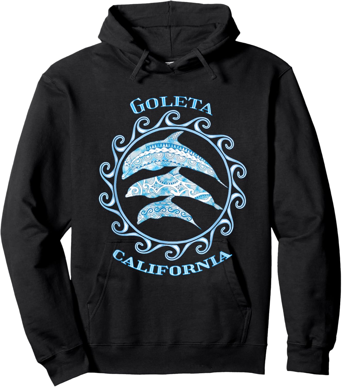 Goleta California Tribal Dolphins Ocean Animals Hoodie - Hoodie | Black