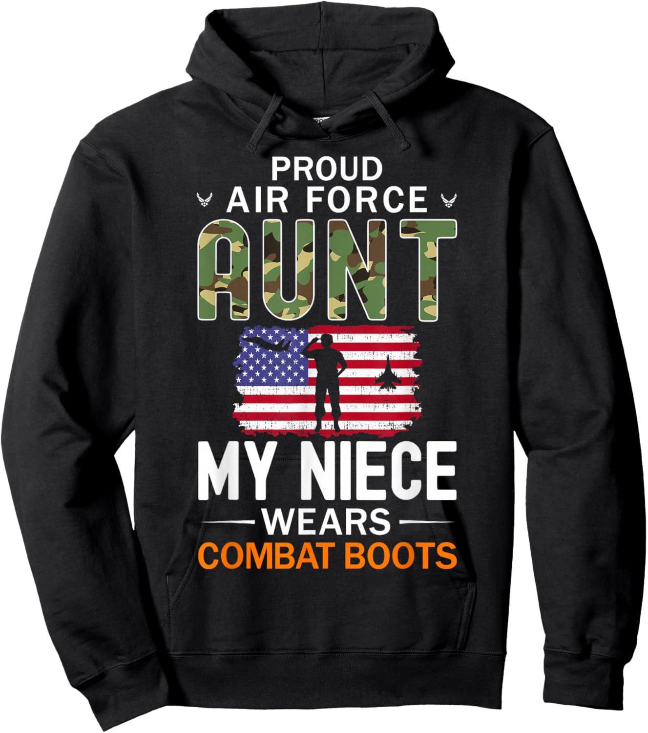 My Niece Wears Combat Boots-Proud Air Force Aunt Army Hoodie - Hoodie | Black