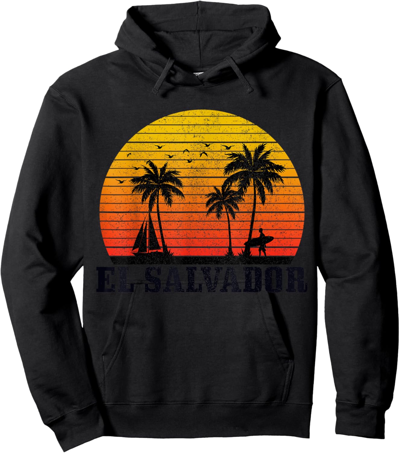 El Salvador Surfer Vintage Caribbean Souvenir Hoodie - Hoodie | Black