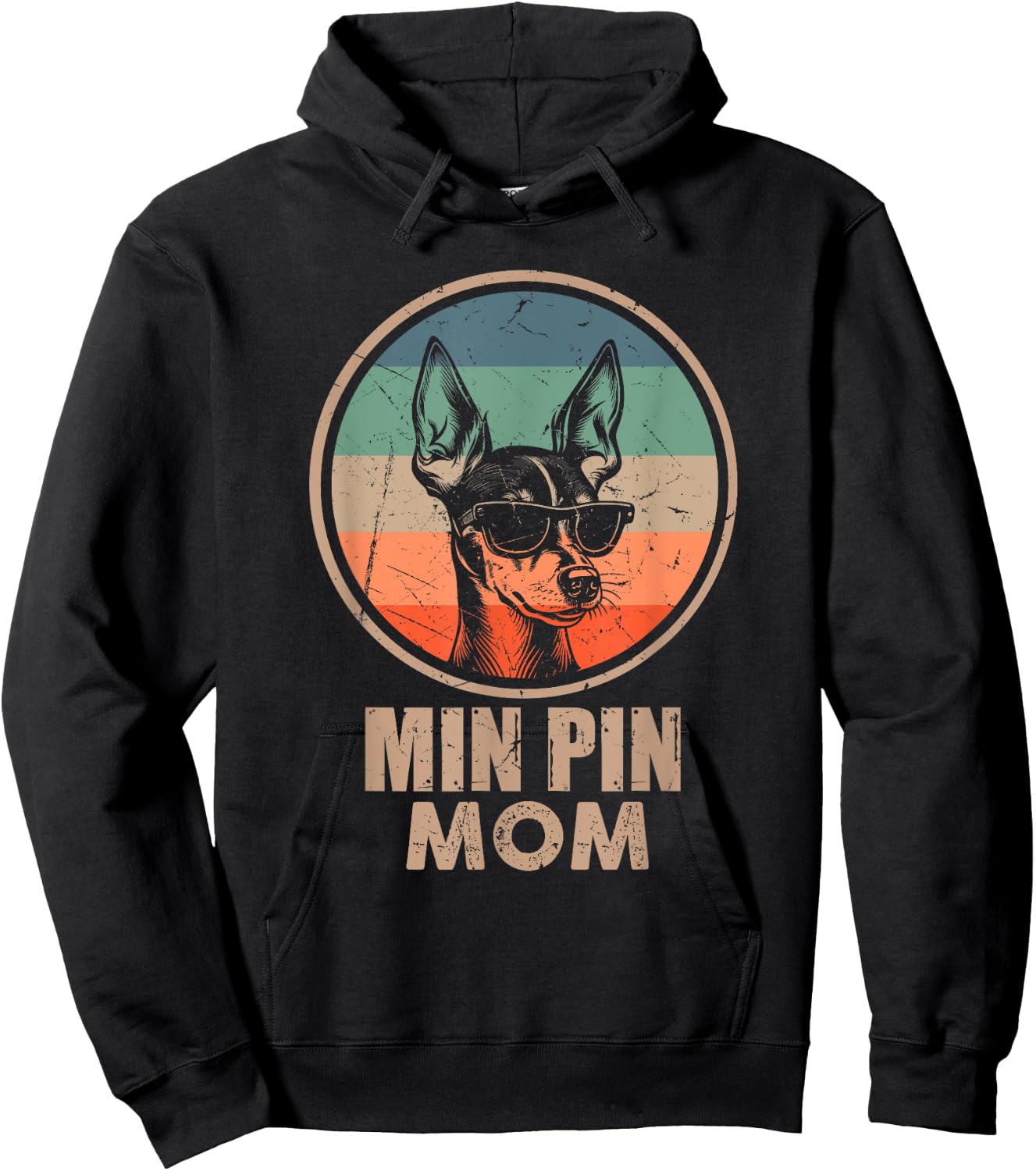 Vintage Min Pin Dog Mom Gifts Funny Dog Mom Lover Hoodie - Hoodie | Black