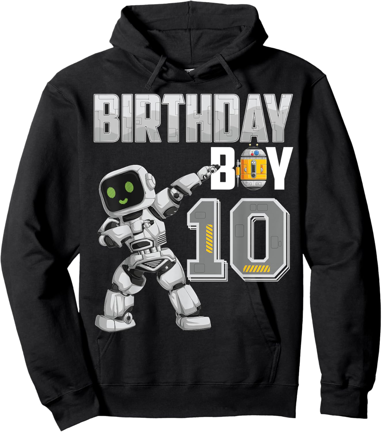 10 Year Old dabbing Robot 10th Birthday Science Robotics Hoodie - Hoodie | Black