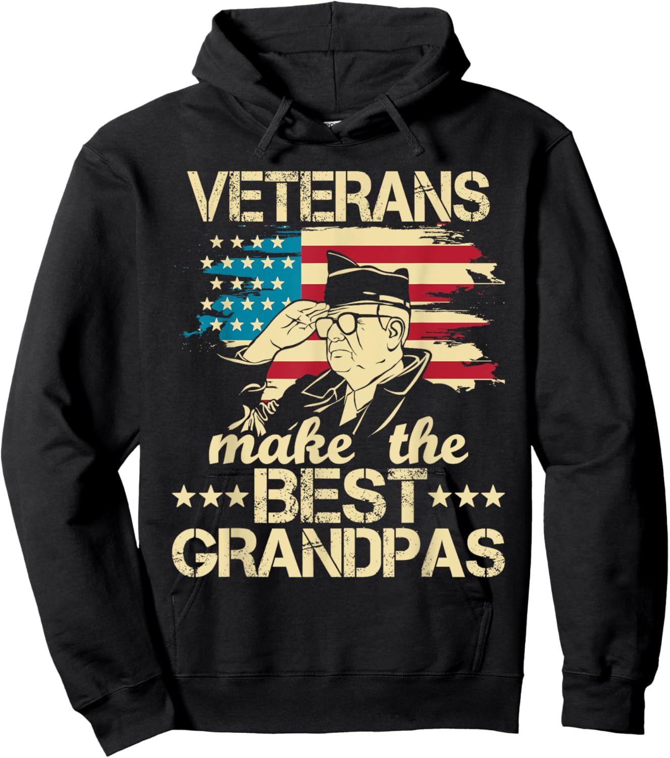 Veterans Make The Best Grandpas - Patriotic US Veteran Hoodie - Hoodie | Black