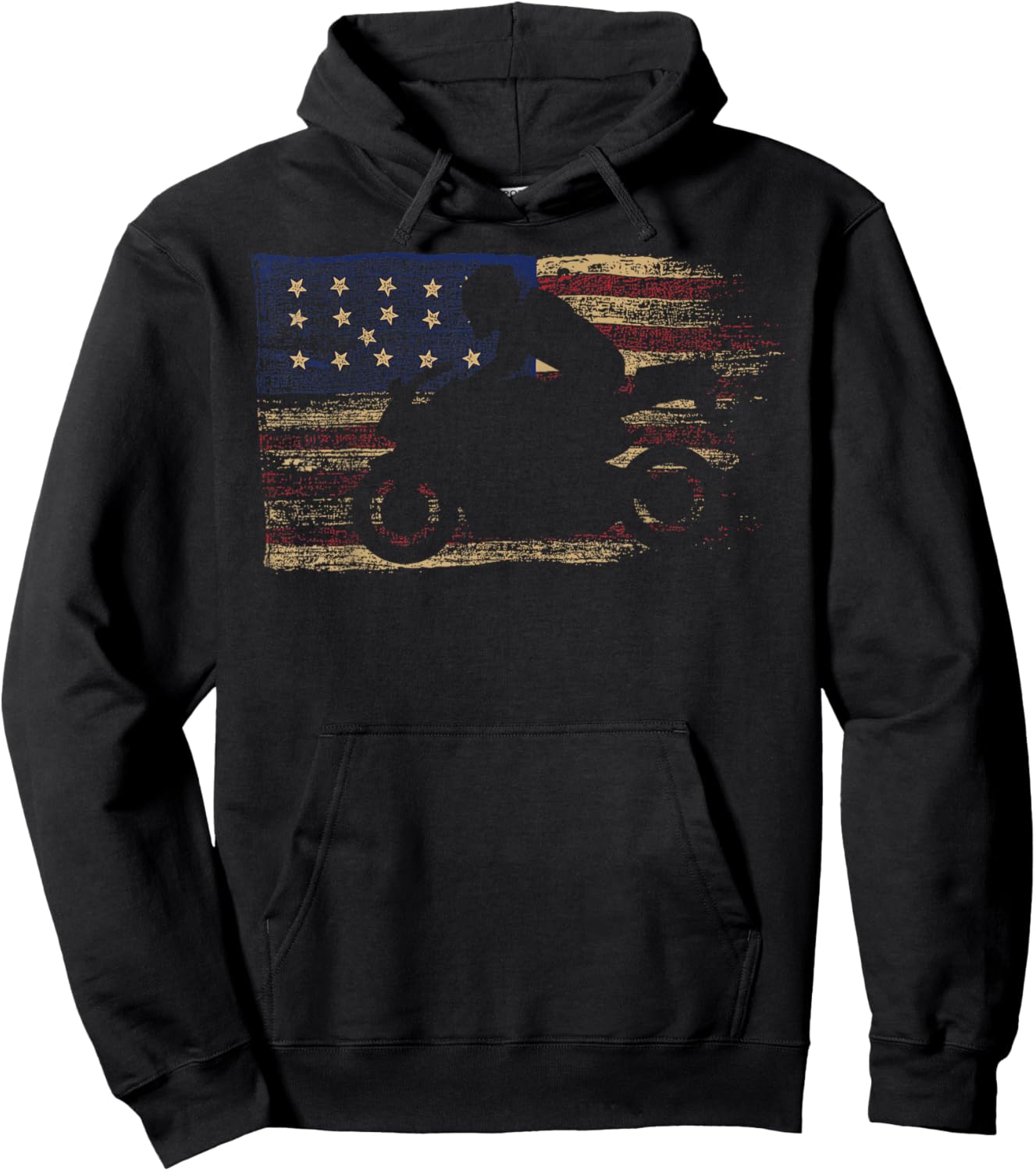 American Flag Motorcycle Biker Racing Machine Hoodie - Hoodie | Black