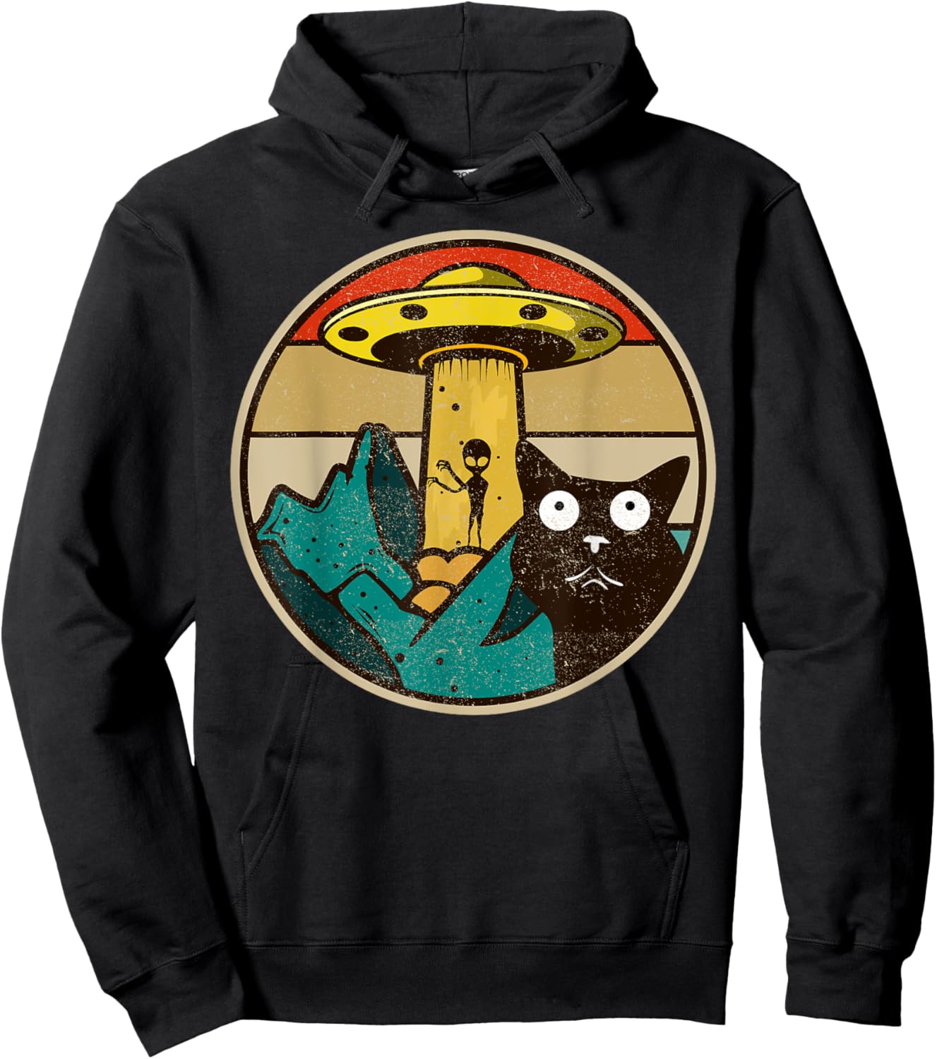 UFO - Crazy Cat & Alien Hoodie - Hoodie | Black
