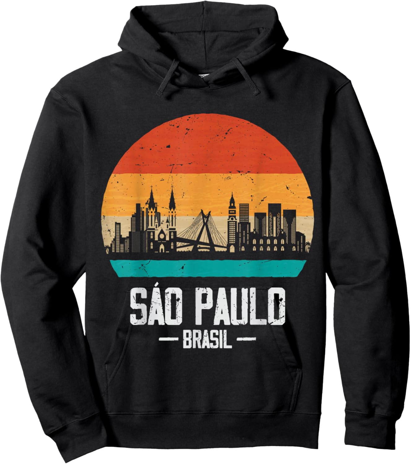 Sao Paulo Brasil Retro Vintage Sunset Skyline Sao Paulo Hoodie - Hoodie | Black