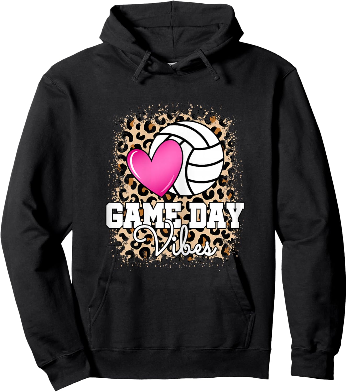 Game Day Volleyball Leopard Women Girls Volleyball Hoodie - Hoodie | Black