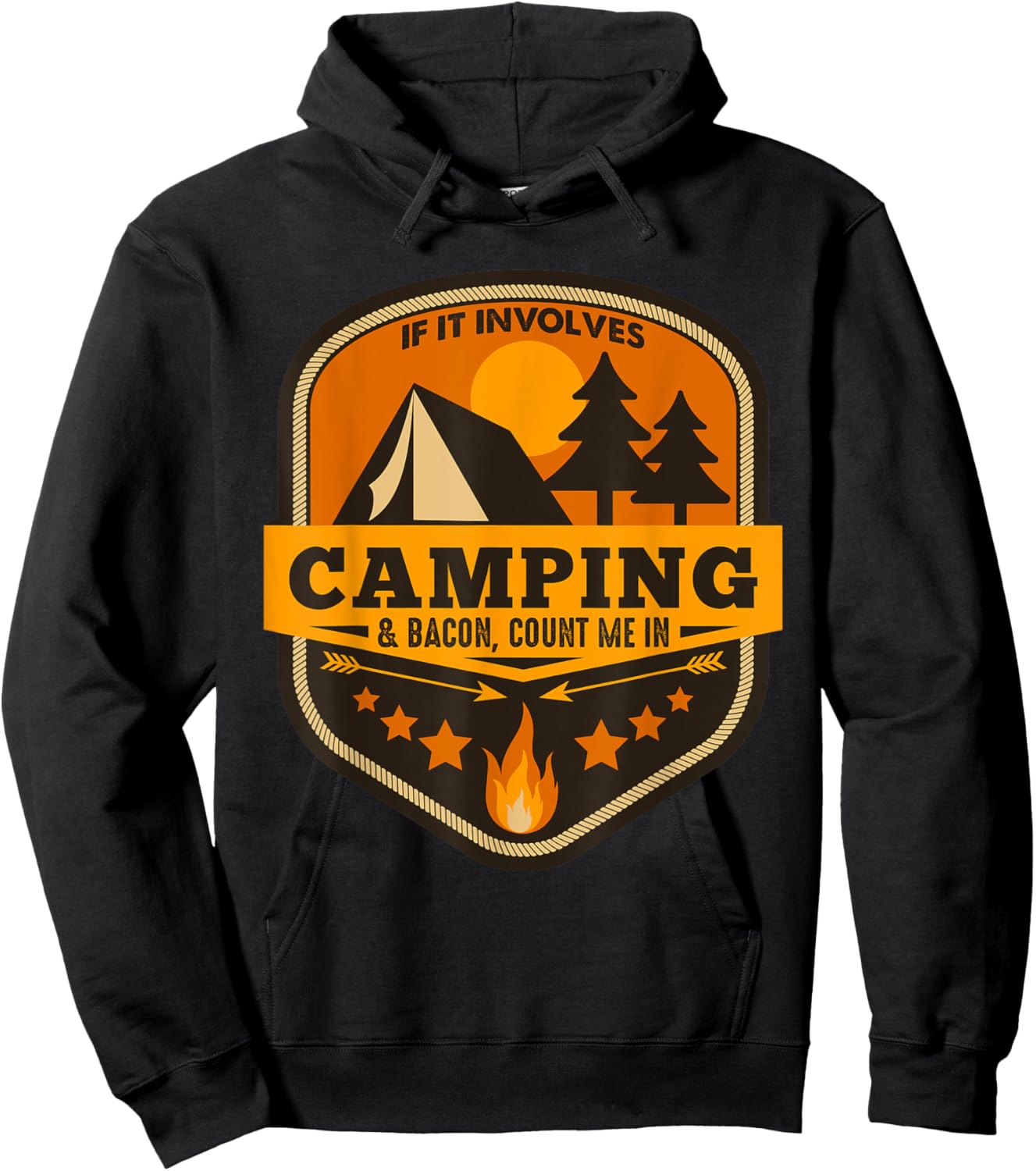 If It Involves Camping & Bacon Count Me Hoodie - Hoodie | Black
