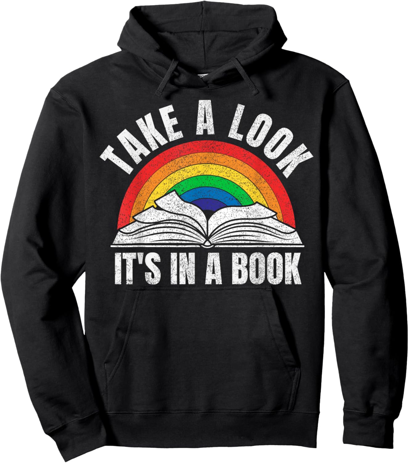 Vintage Retro Rainbow take a Look It's in a Book Reading Art Small Hoodie - Hoodie | Black