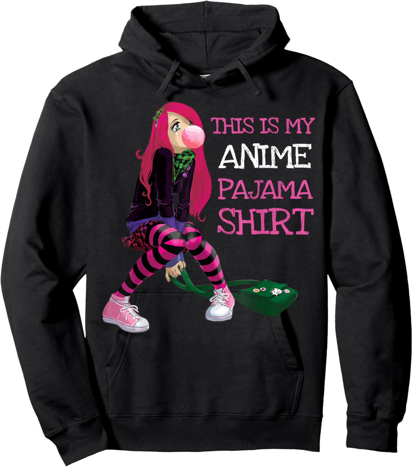 This Is My Anime Pajama Kawaii Anime Girl Goth Teen Kids Hoodie - Hoodie | Black