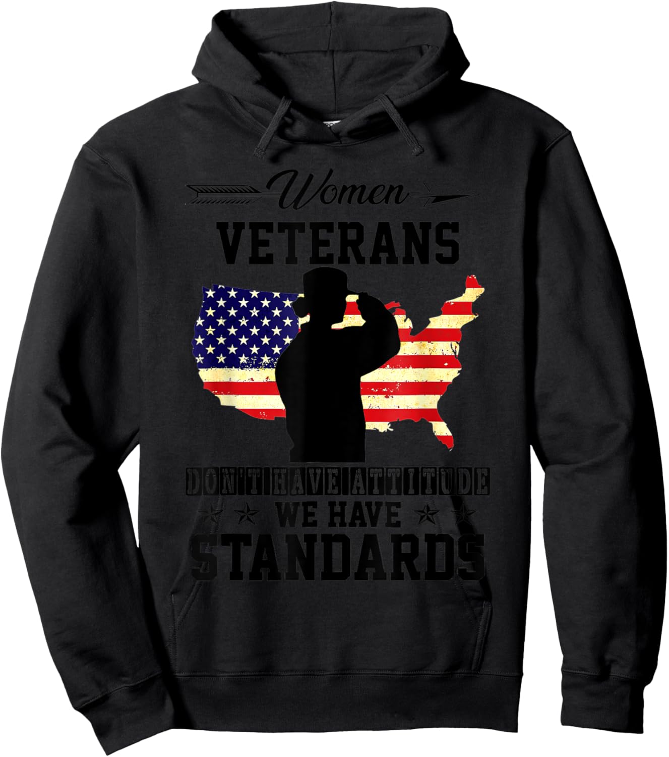 Women Veterans Don't Have Attitude We Have Standards memory Hoodie - Hoodie | Black