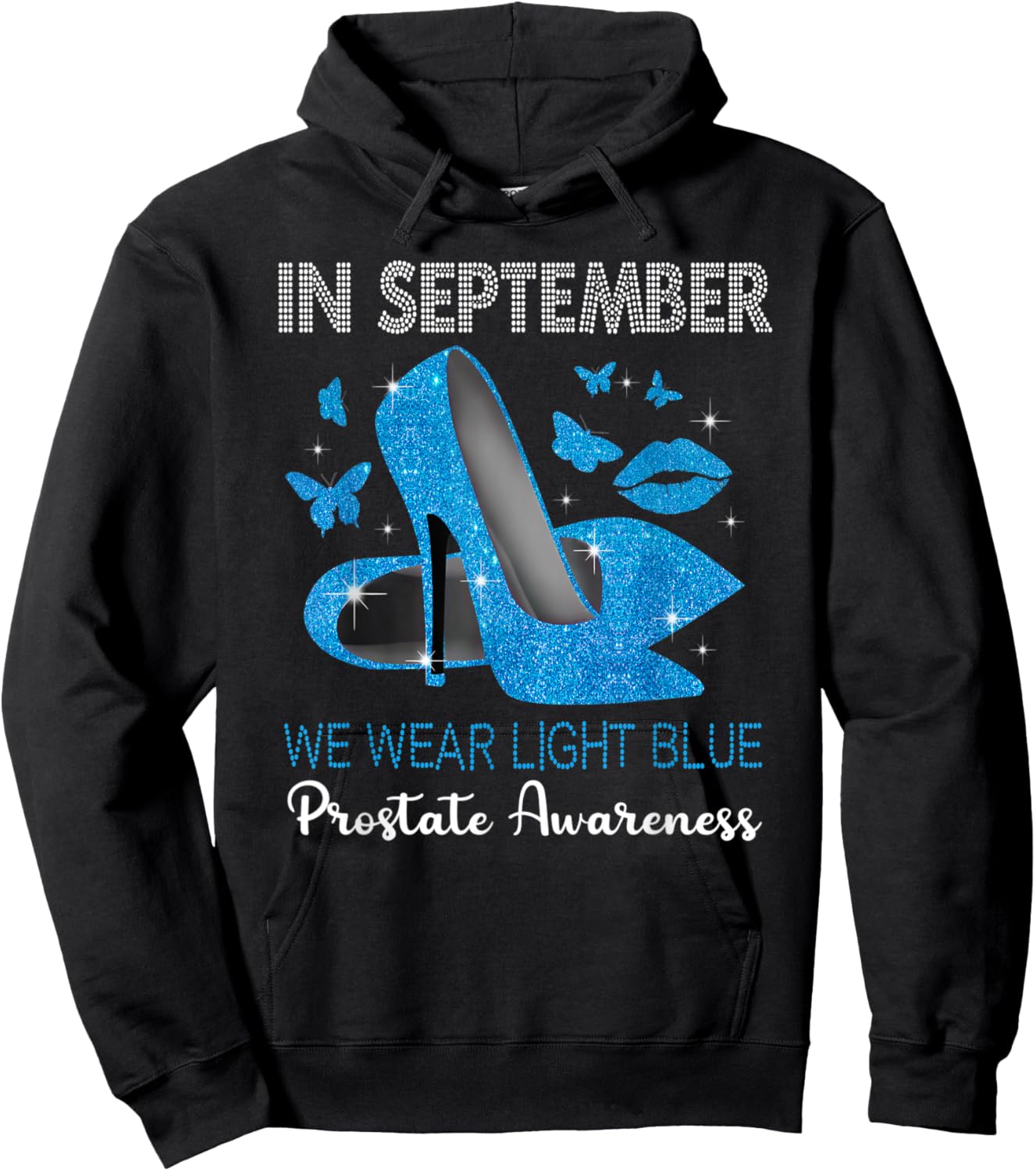 In September Wear Light Blue High Heels Prostate Awareness Hoodie - Hoodie | Black