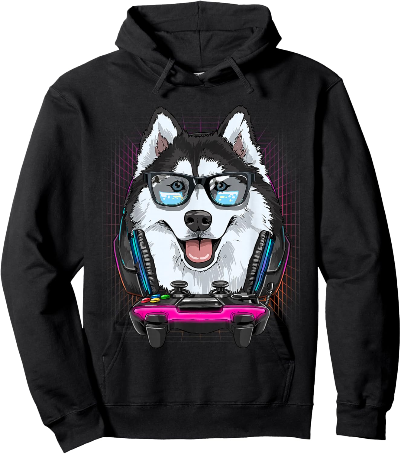 Siberian Husky Dog Gamer Computer Video Gamer Husky Lover Hoodie - Hoodie | Black