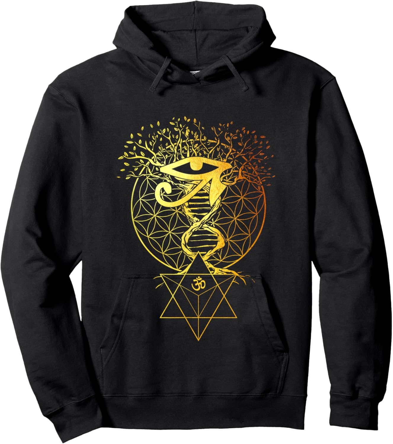 Merkabah Flower of Life Om Eye of Horus Sacred Geometry Hoodie - Hoodie | Black
