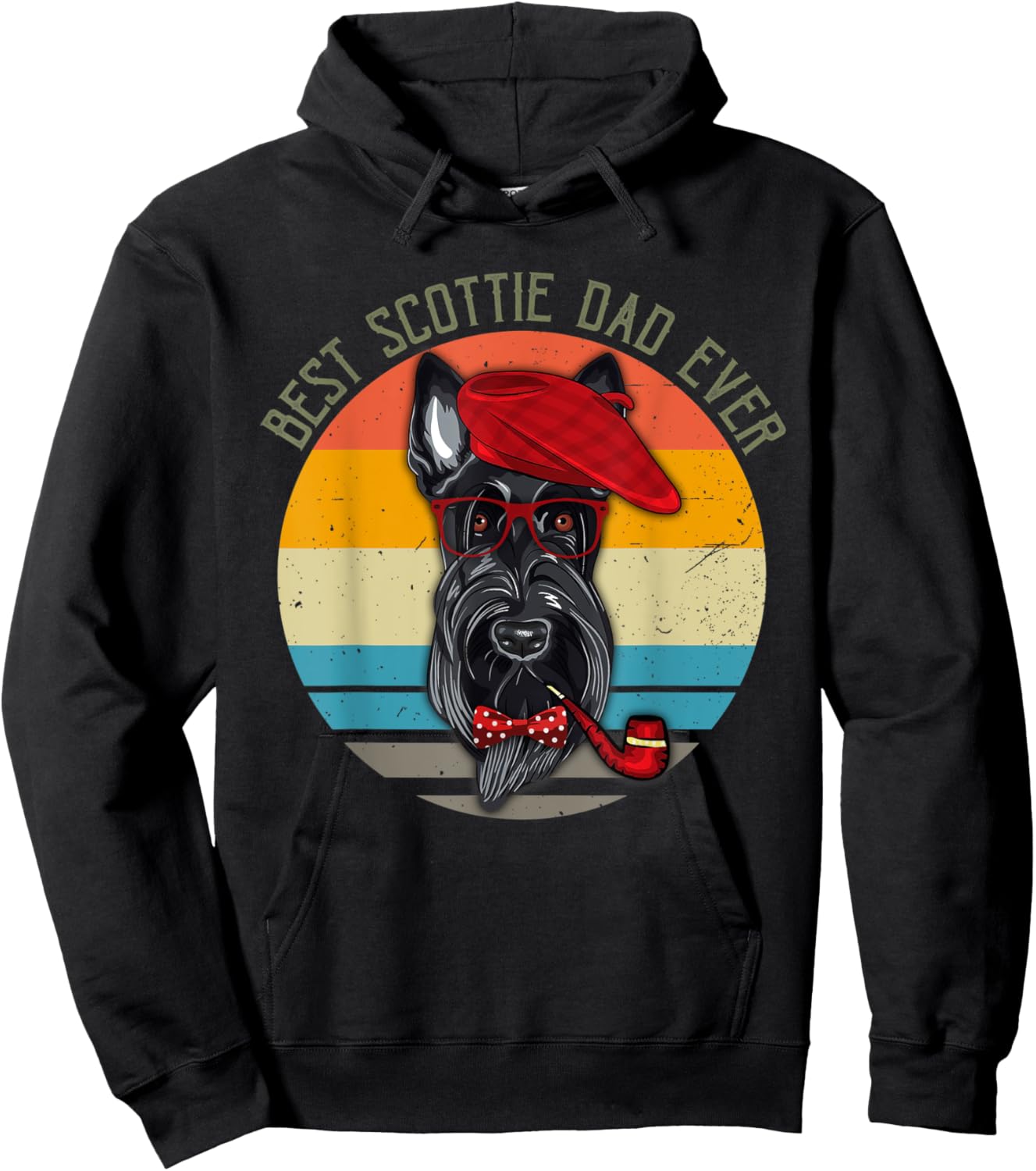 Vintage Retro Funny Best Scottie Dad Ever Dog Lover Hoodie - Hoodie | Black