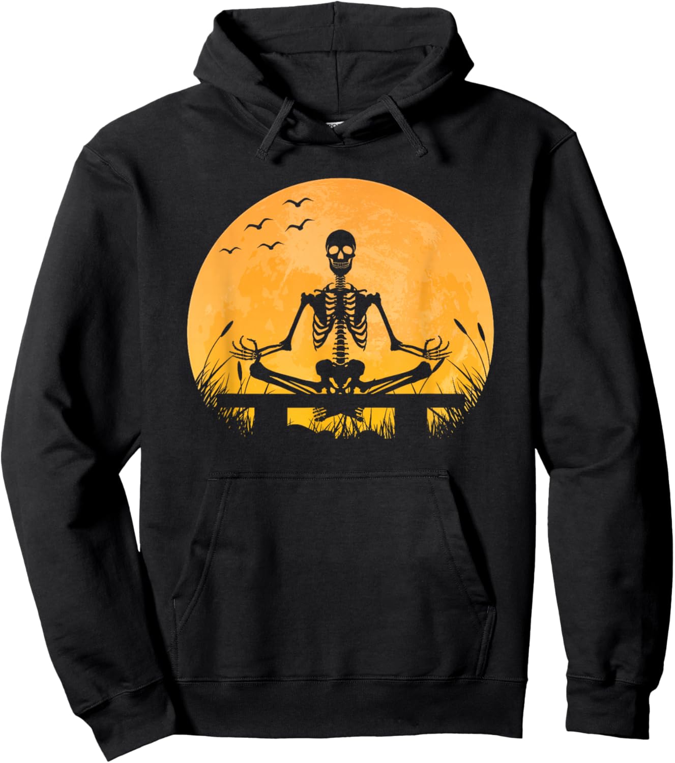 Yoga Meditation | Skeleton meditates | Moon | Yoga Pose Hoodie - Hoodie | Black