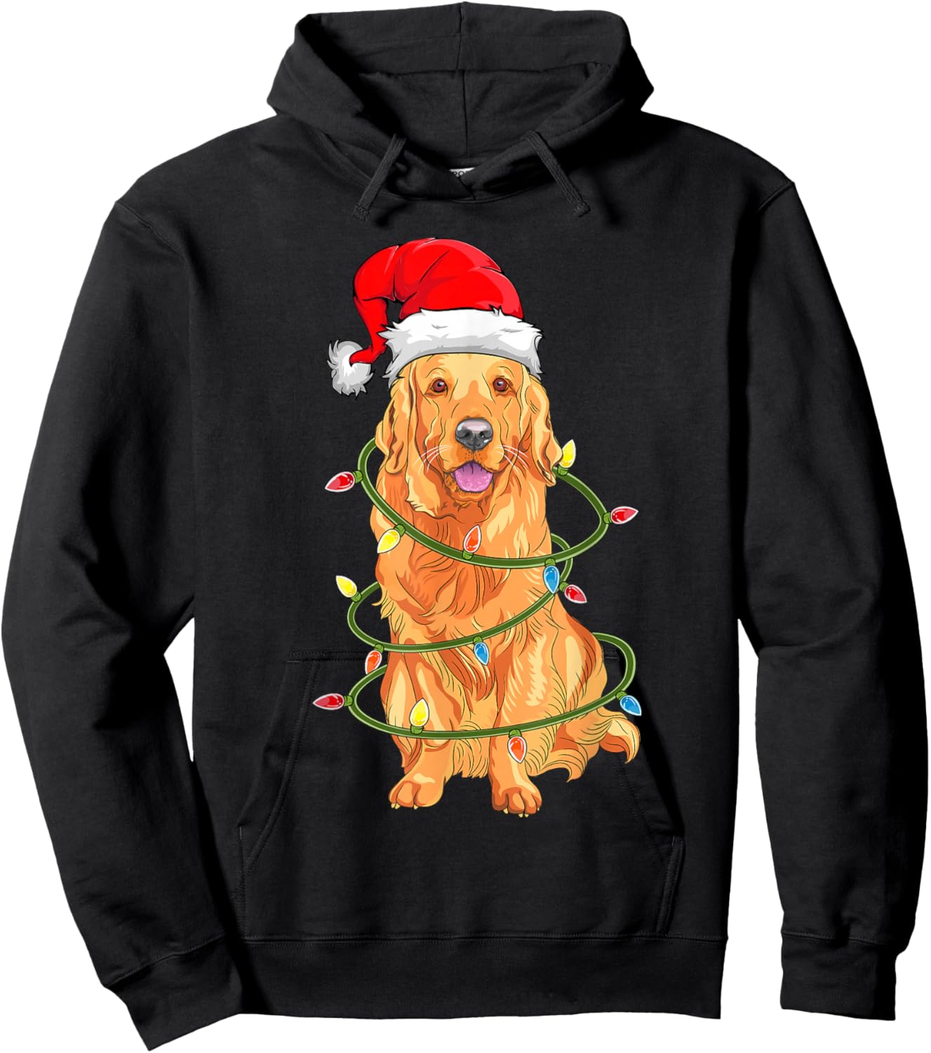 Christmas Dog Shirt, Christmas Golden retriever Pajama Hoodie - Hoodie | Black