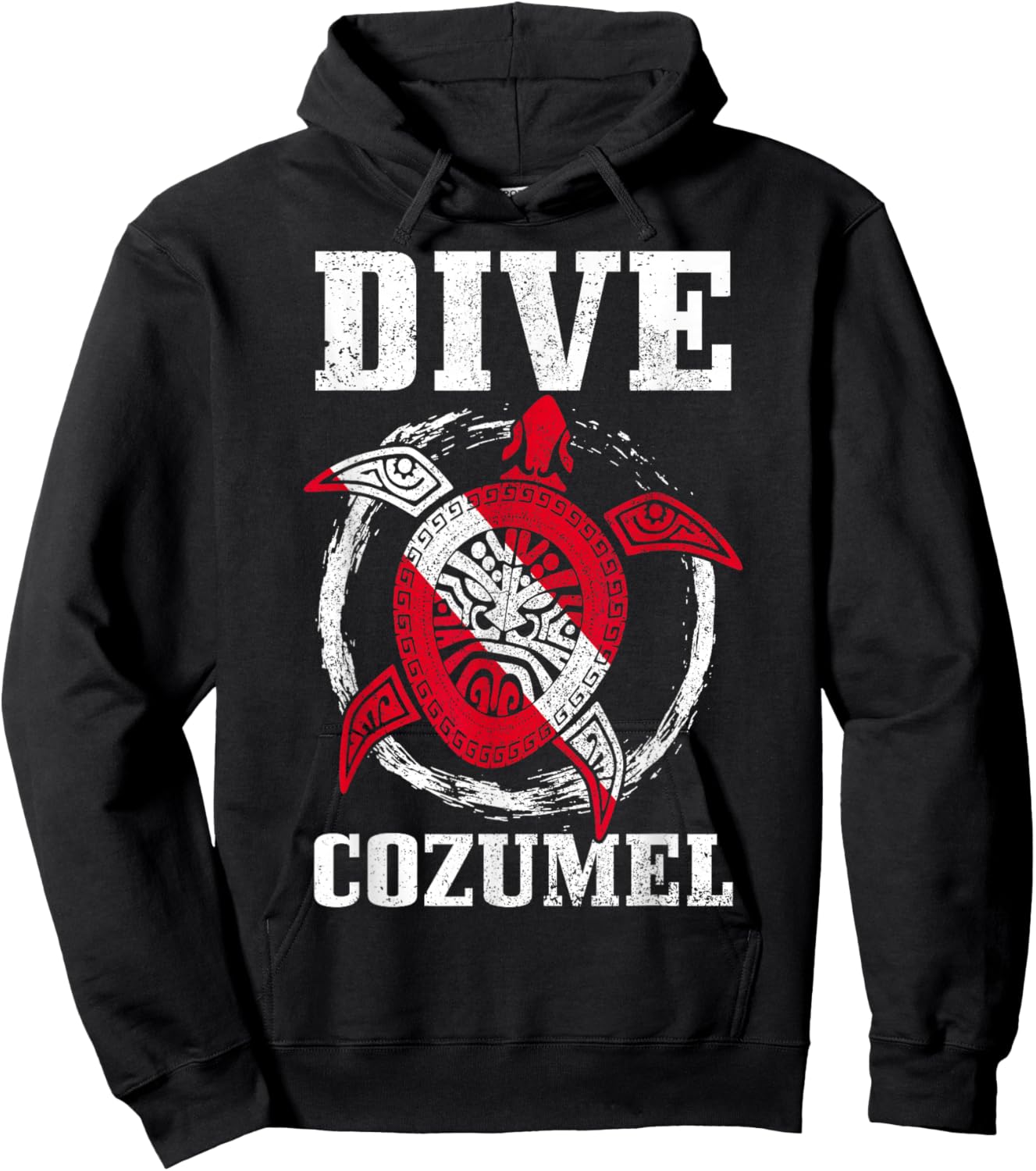 Cozumel Mexico Sea Turtle Diving Flag Hoodie - Hoodie | Black