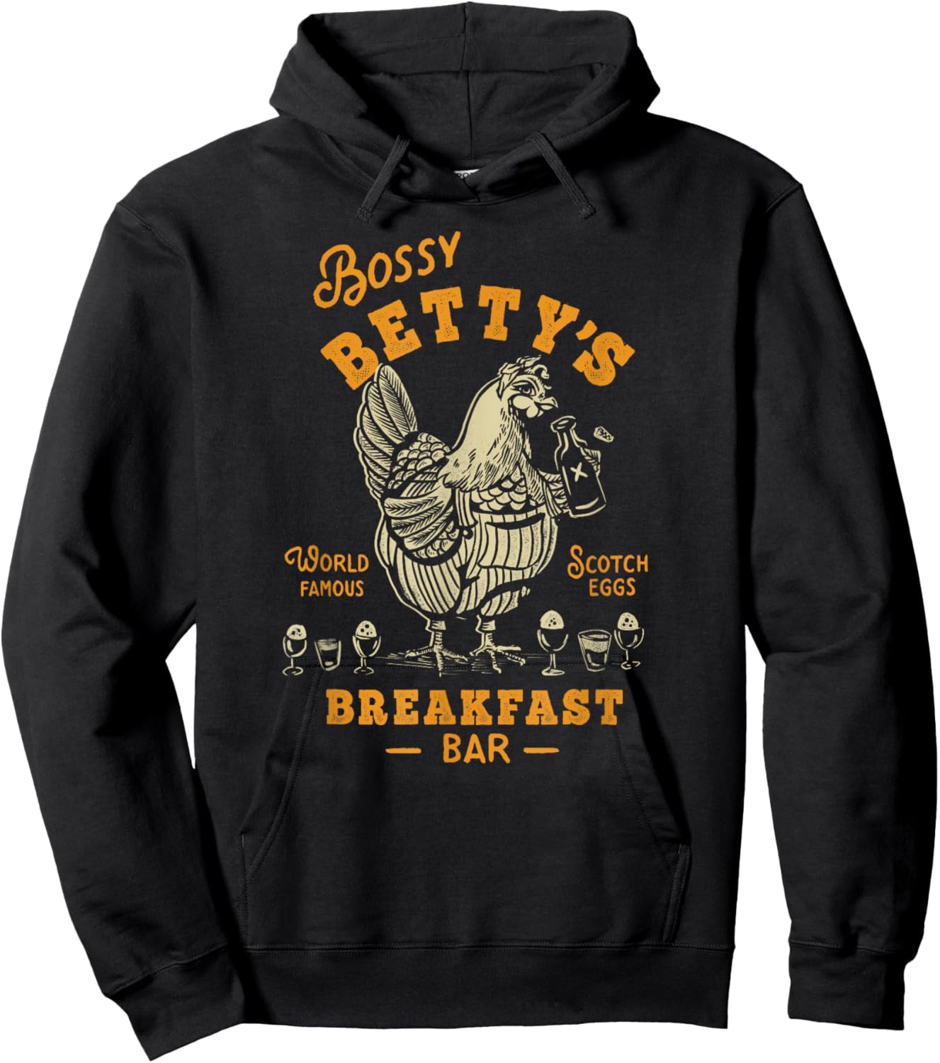 Bossy Betty's Breakfast Bar: World Famous Scotch Eggs Travel Hoodie - Hoodie | Black