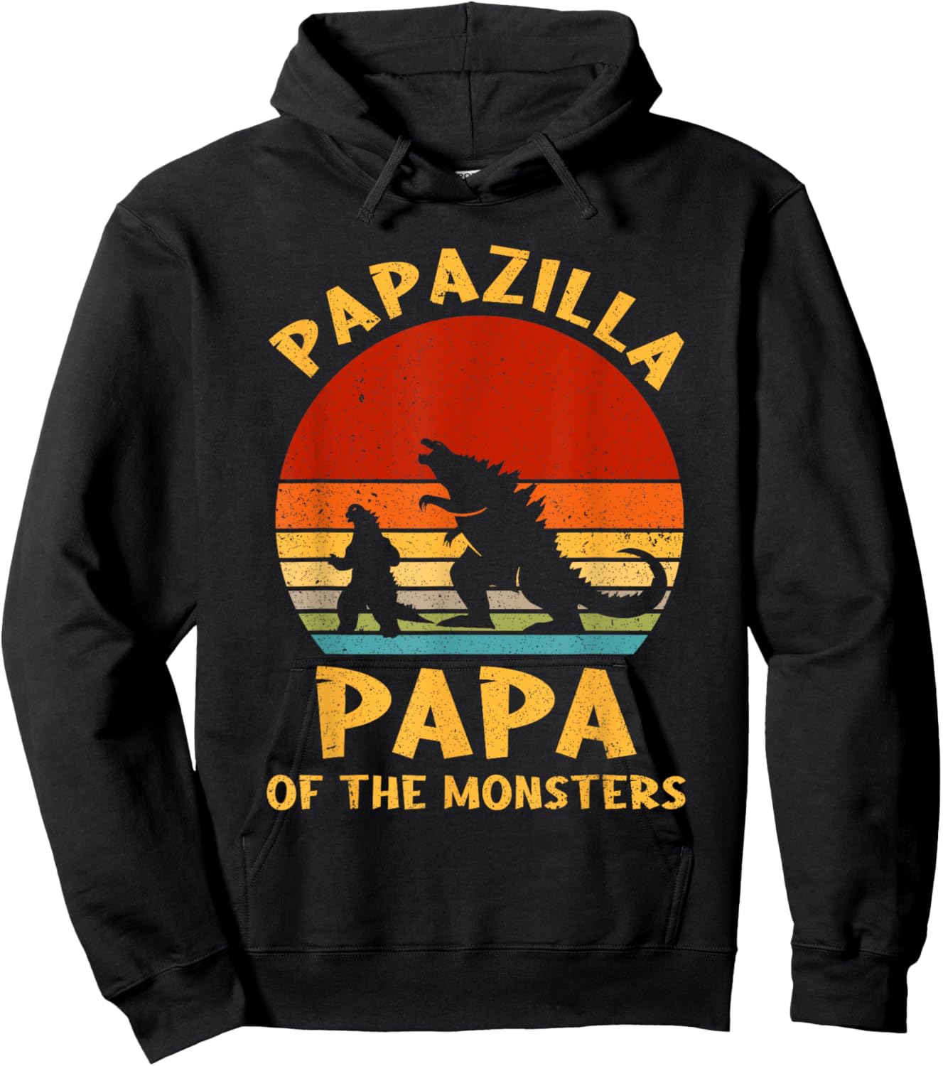 Funny Dad Papazilla Papa Of Monsters Halloween Fathers Day Hoodie - Hoodie | Black