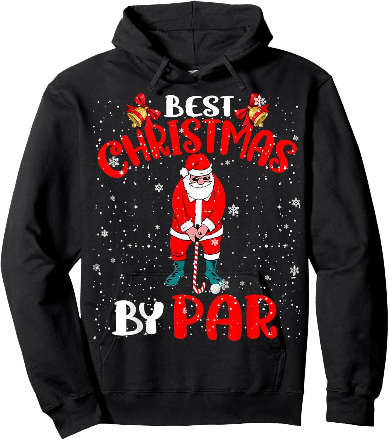 Best Christmas By Par Funny Christmas Santa Golf Player Hoodie - Hoodie | Black
