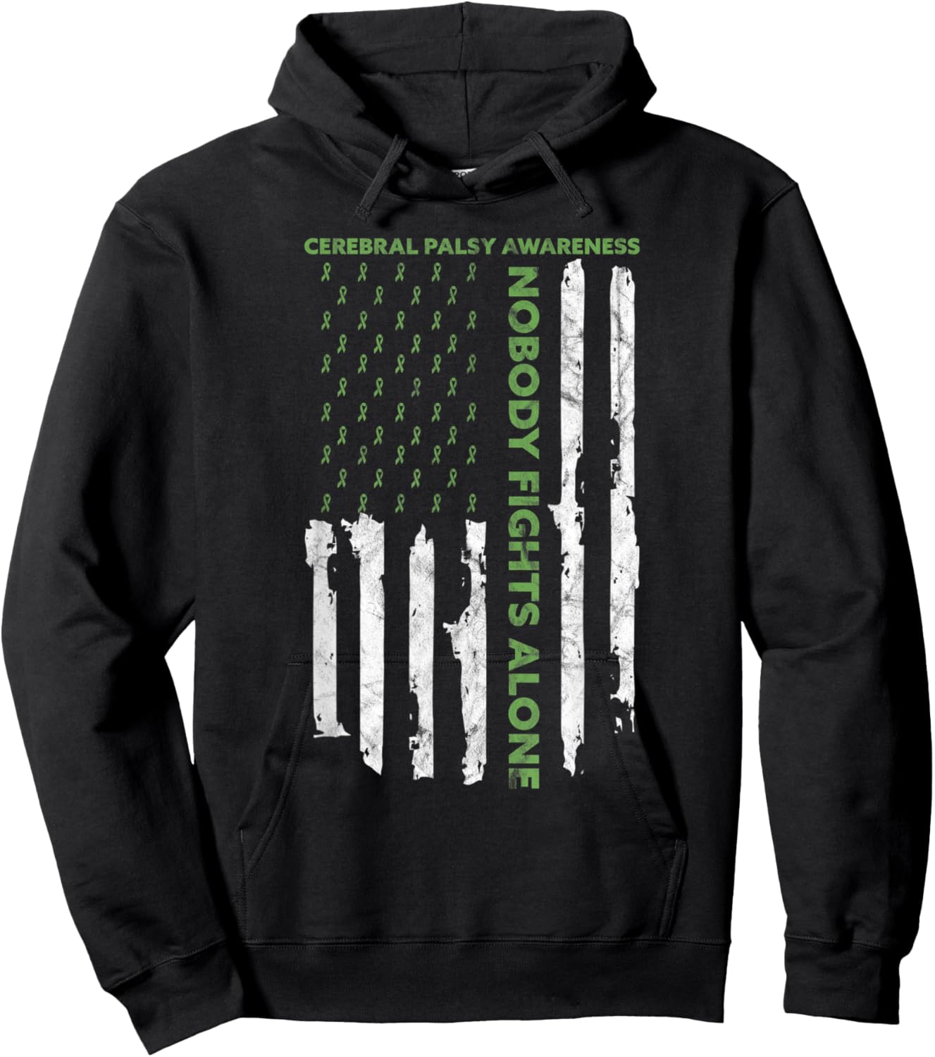 Fight Cerebral Palsy Awareness Month American Flag CP Hoodie - Hoodie | Black