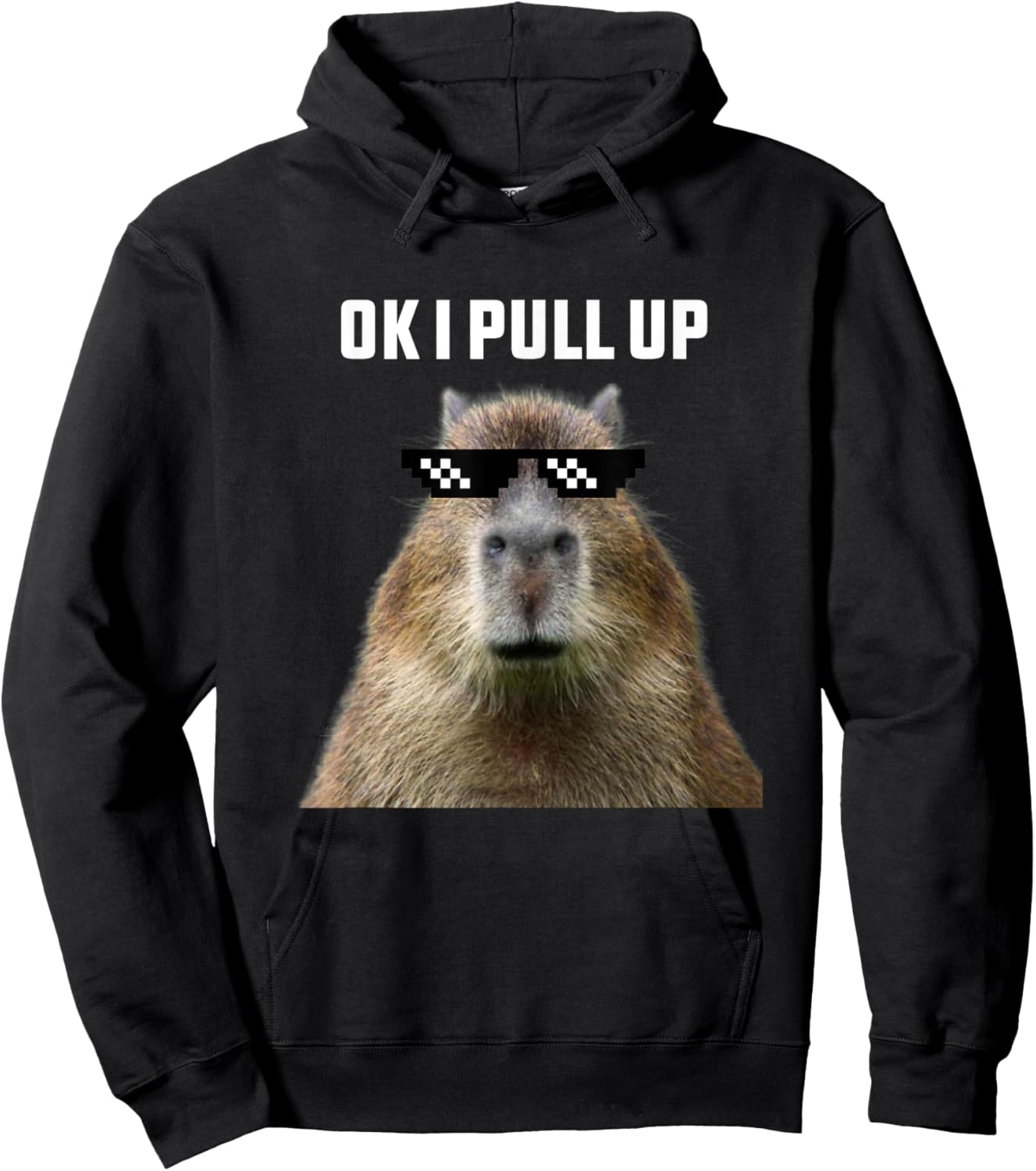 Ok I Pull Up Capybara , Black Hoodie - Hoodie | Black