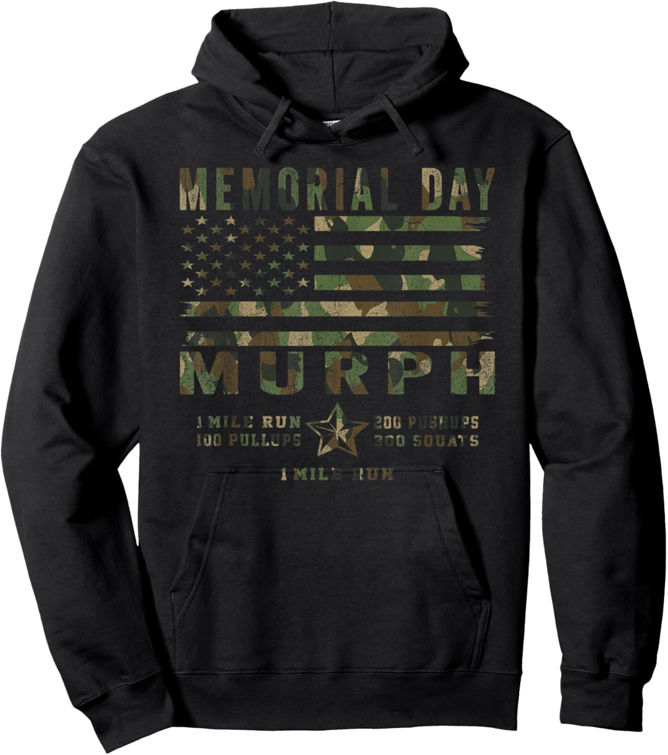 Murph Challenge Memorial Day Workout Gym US Patriotic Men Hoodie - Hoodie | Black