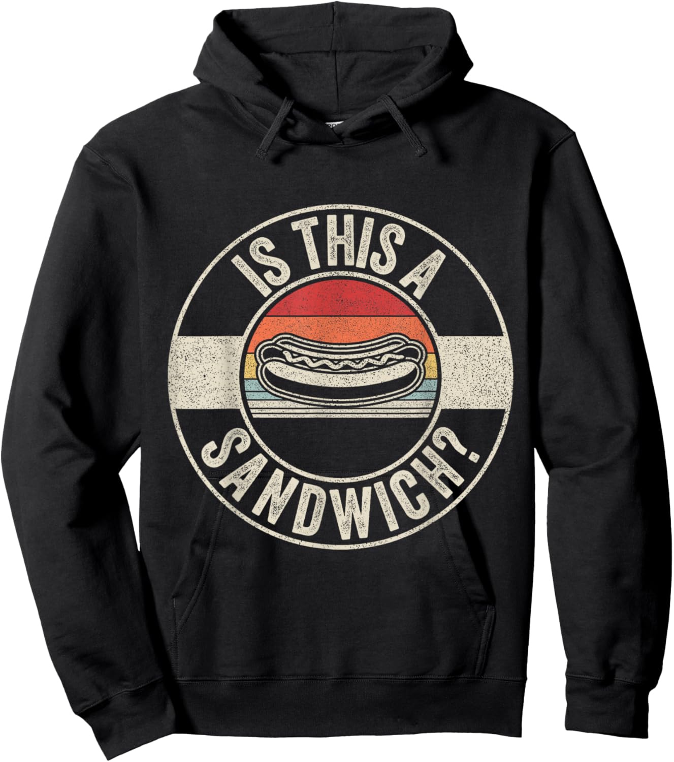 Retro Vintage Hot Dog Is This A Sandwich? Women Girls Kids Hoodie - Hoodie | Black