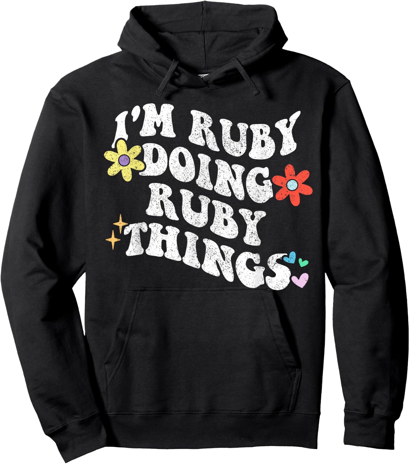 Retro Groovy Im RUBY Doing RUBY Things Funny Mother's Day Hoodie - Hoodie | Black