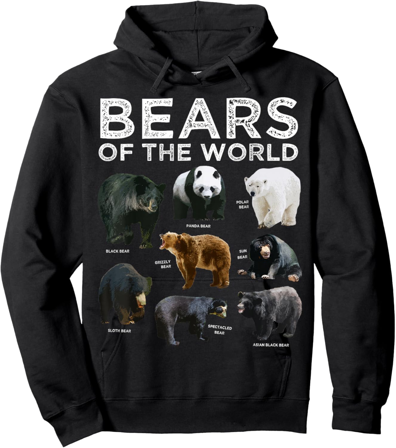 Eight Bears of the World Panda Polar Grizzly Black Cute Hoodie - Hoodie | Black