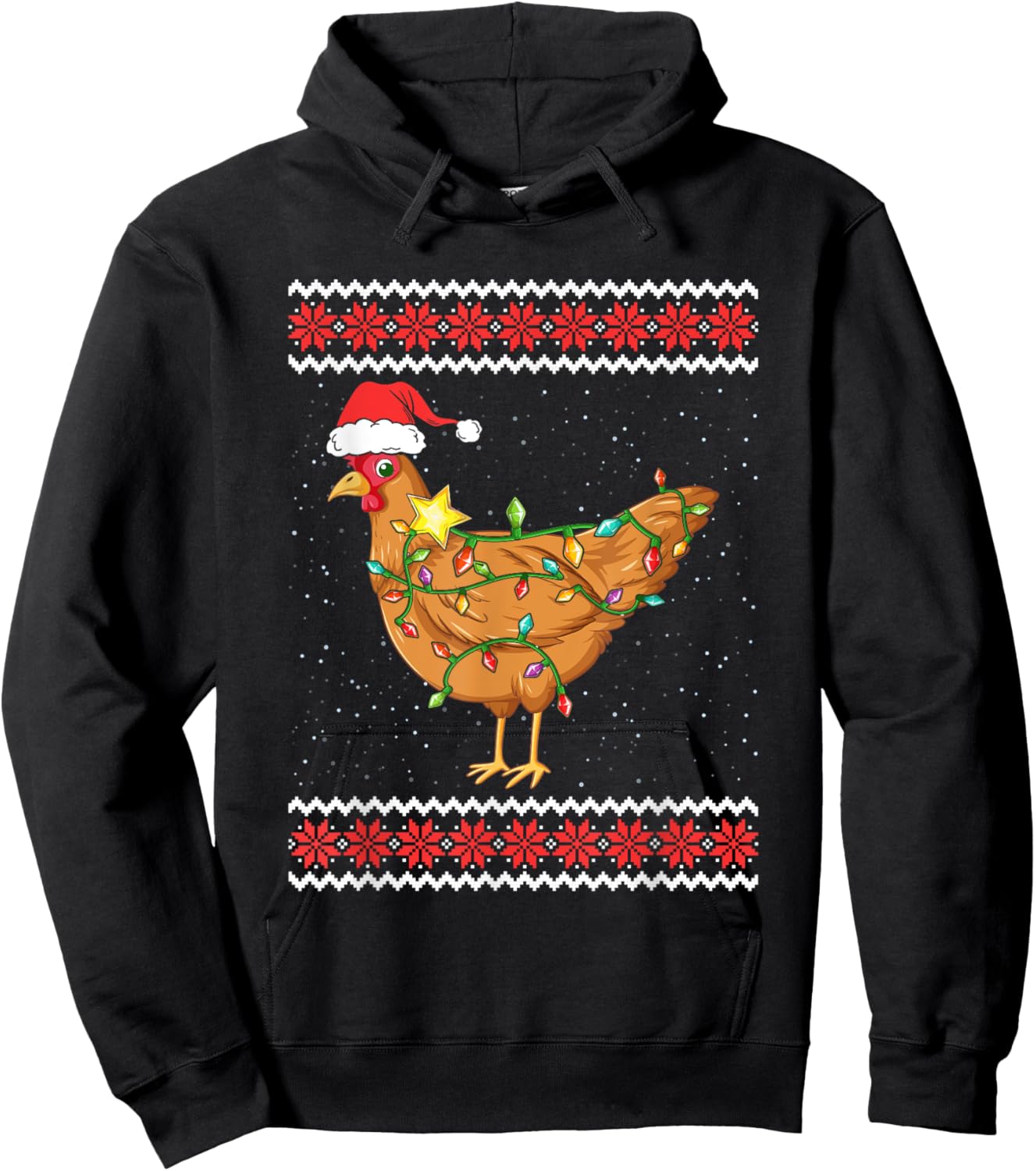 Hen Christmas Ugly Christmas Sweater Funny Chicken Hoodie - Hoodie | Black
