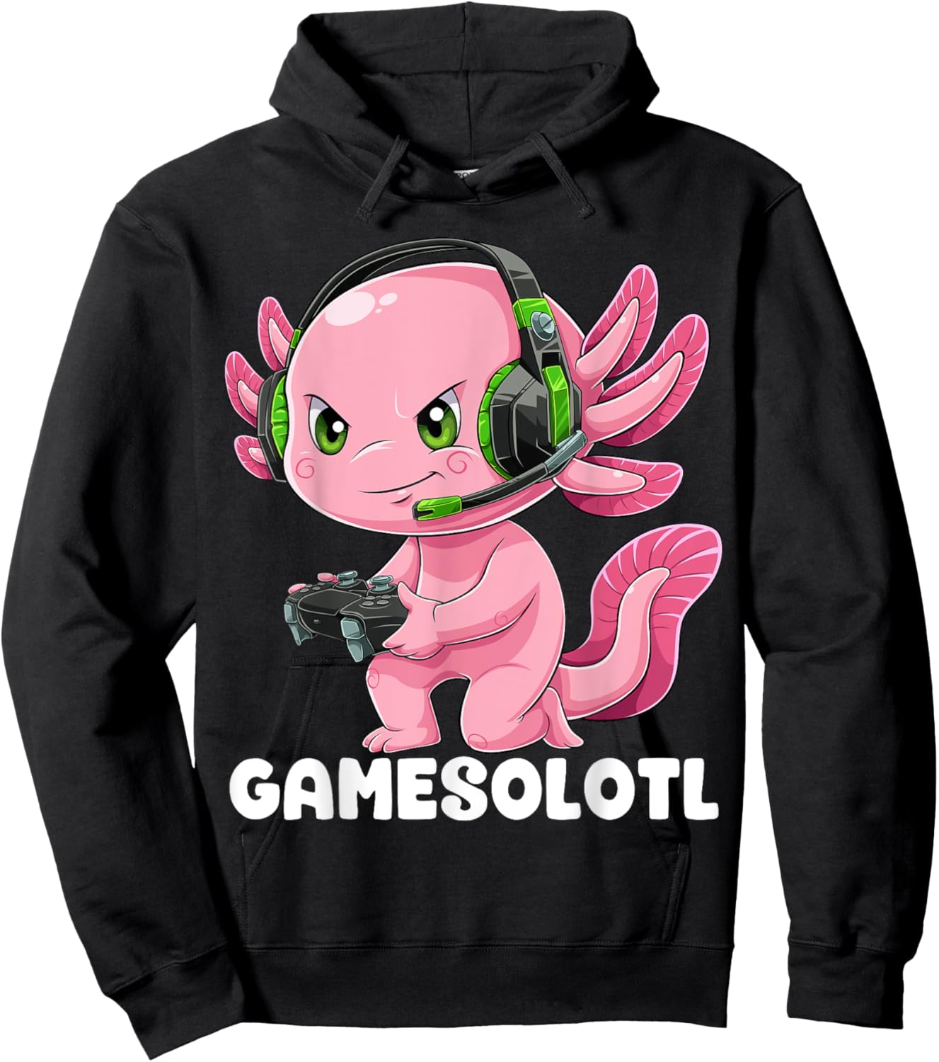 Gamer Axolotl Shirt Gamesolotl Fish Gaming Video Gamer Anime Hoodie - Hoodie | Black