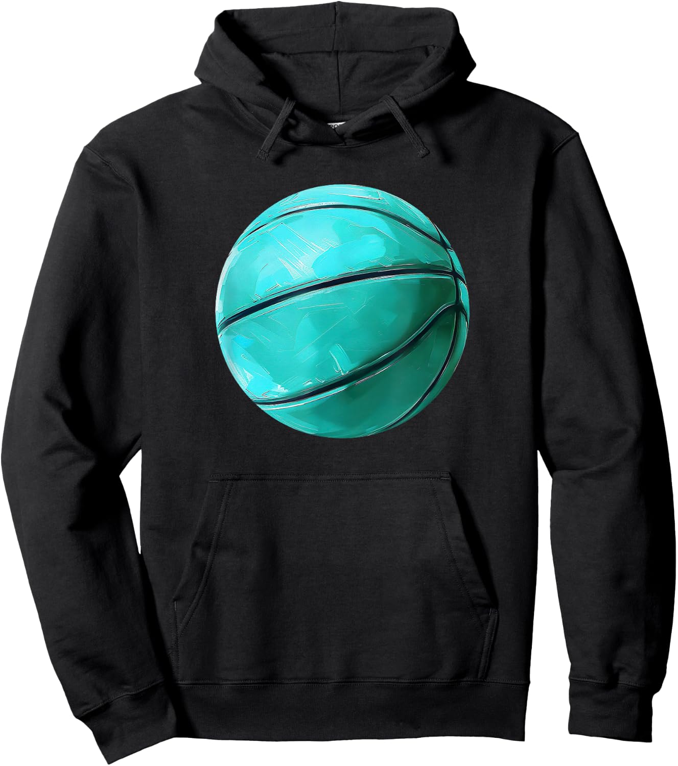 Basketball Ball Sports Teal Turquoise Black Hoodie - Hoodie | Black