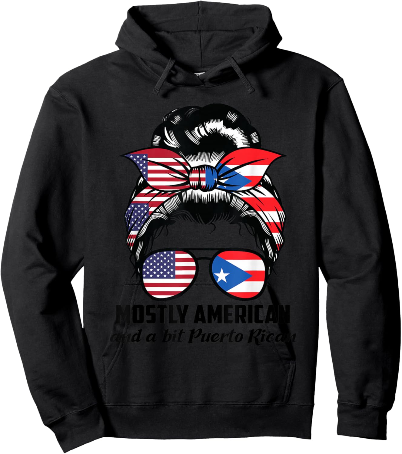 American and bit Puerto Rican Puerto Rican roots Hoodie - Hoodie | Black