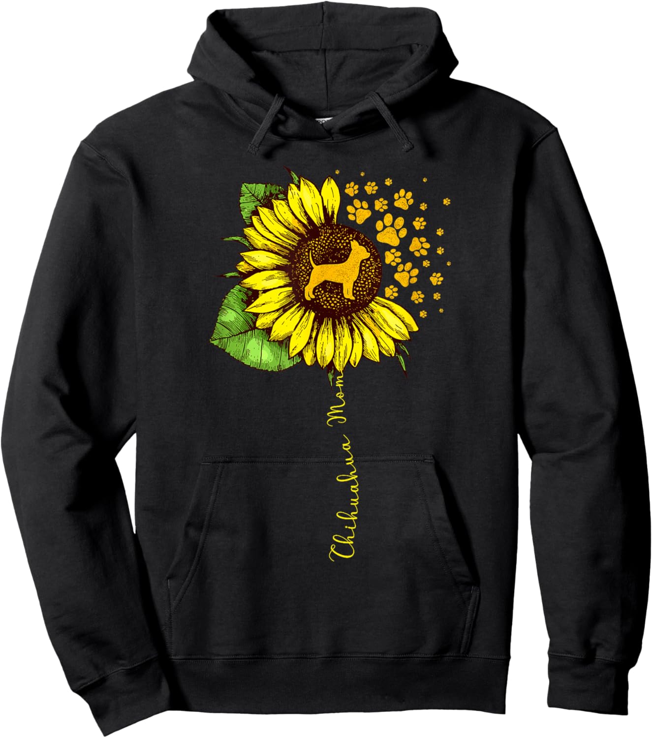 Funny Chihuahua Mom Sunflower Mother's Day Chiwawa Dog Lover Hoodie - Hoodie | Black