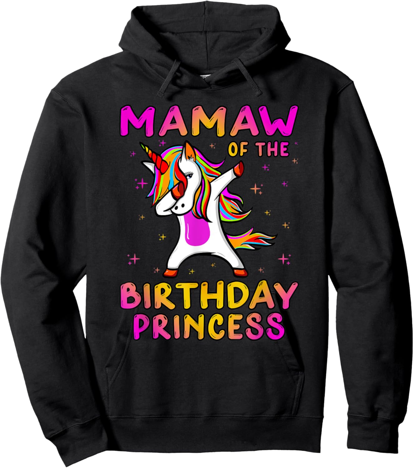 Mamaw Of The Birthday Princess Girl Grandma Dabbing Unicorn Hoodie - Hoodie | Black