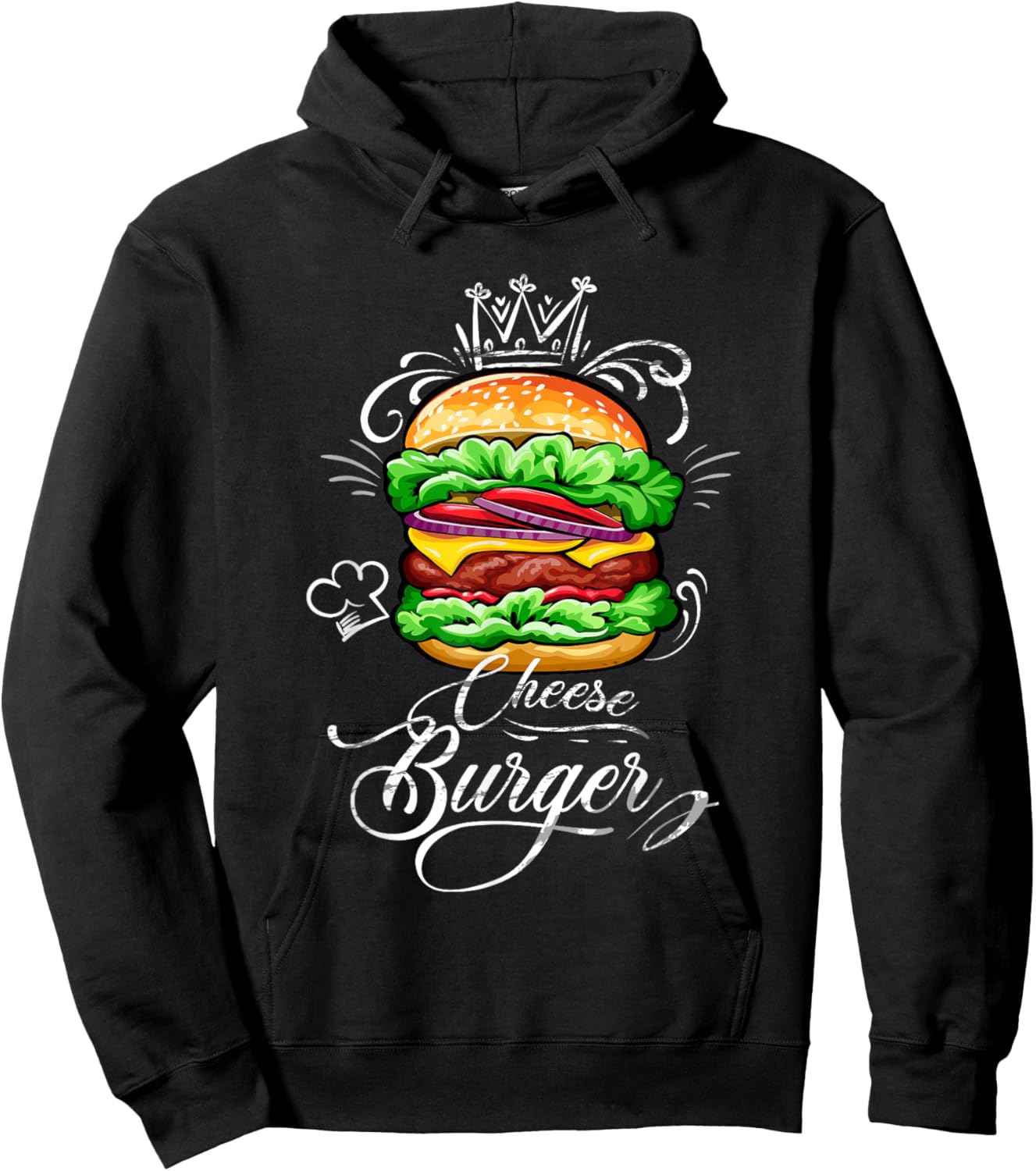 Vintage Best Delicious Cheeseburger With Crown Hoodie - Hoodie | Black
