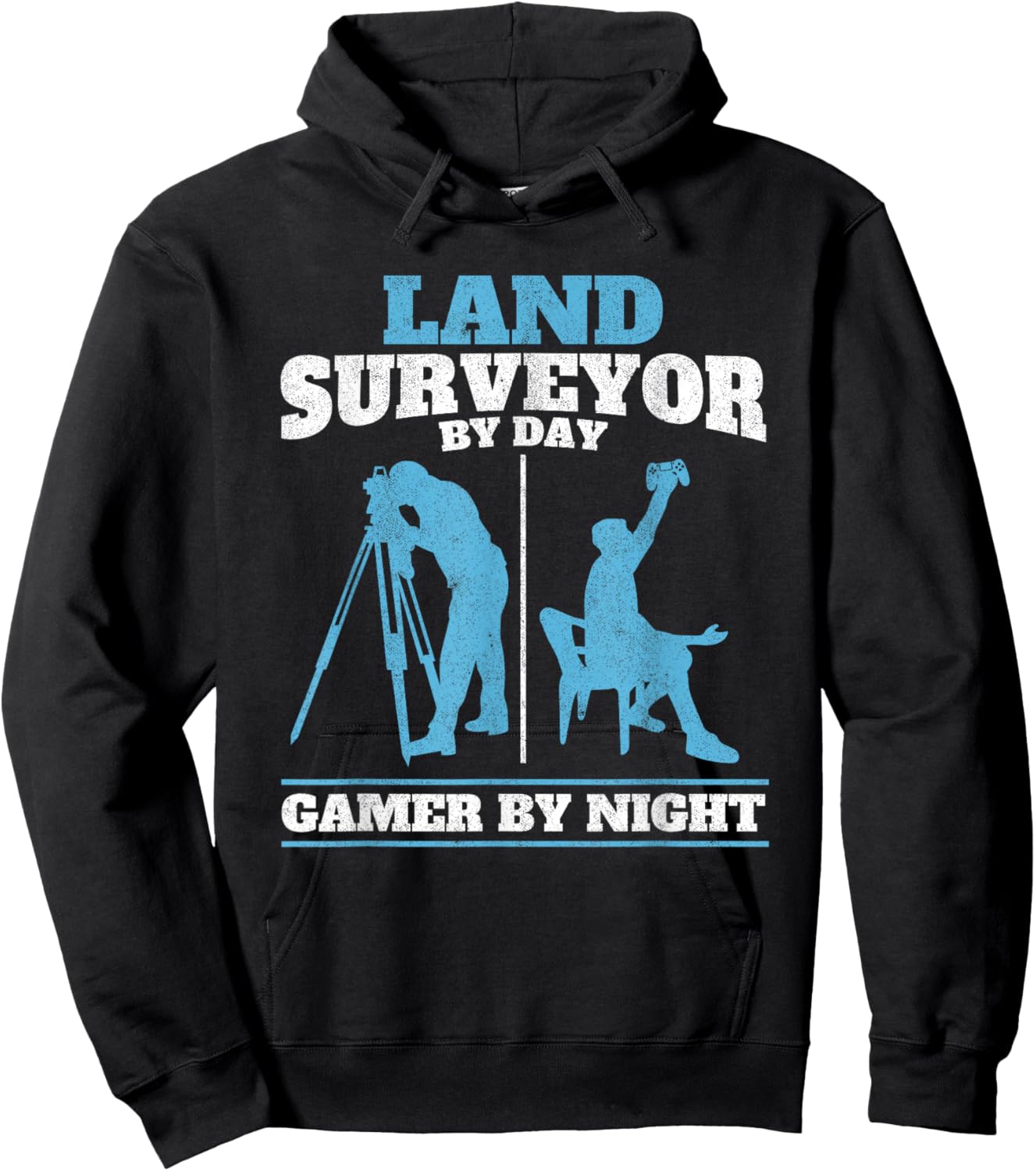 Land Surveyor by Day Gamer by Night Engineer Land Surveying Hoodie - Hoodie | Black