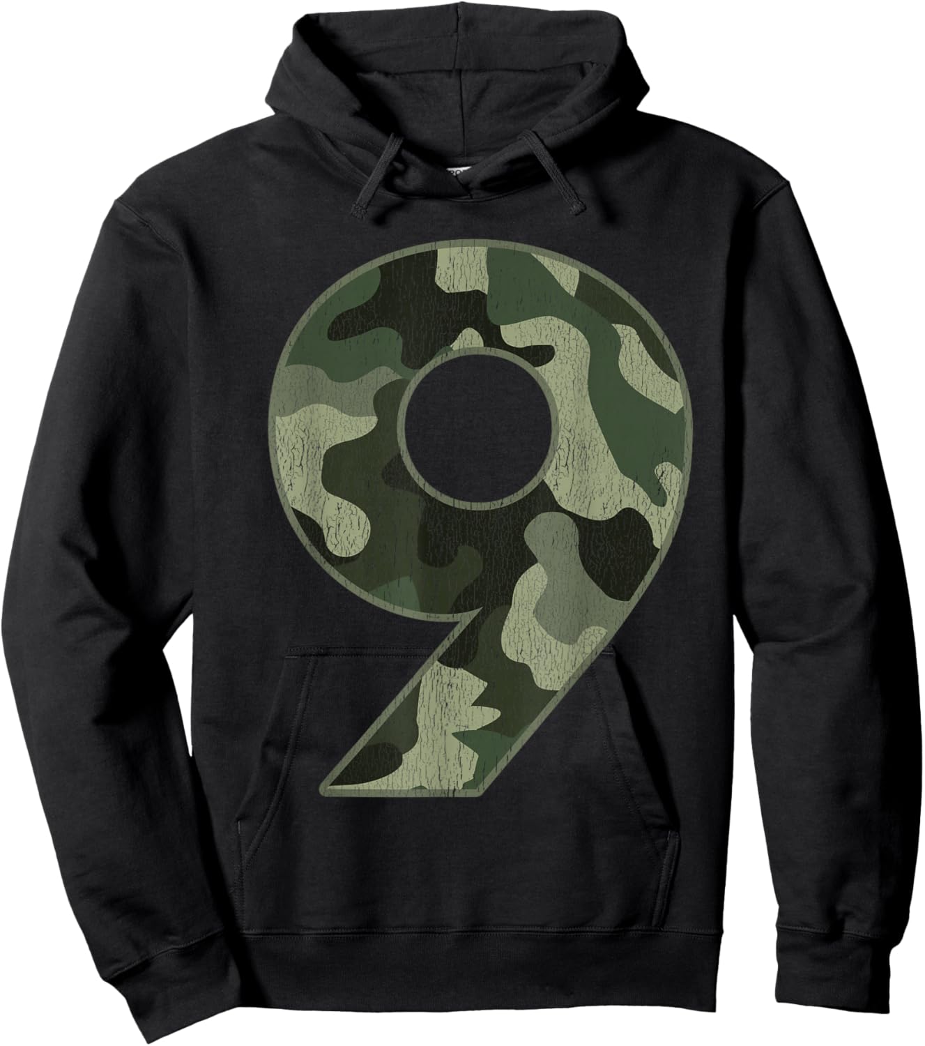 9th Birthday Army Birthday Party 9 Years Old Camo Number 9 Hoodie - Hoodie | Black