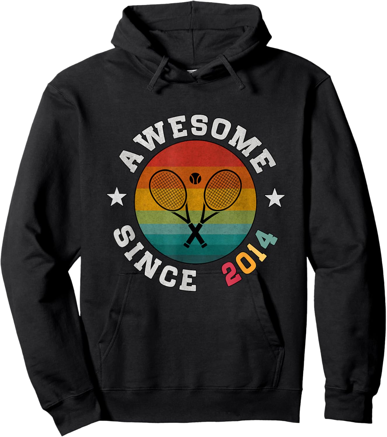 Birthday Tennis Player Gift 11 years Old Awesome Since 2014 Hoodie - Hoodie | Black