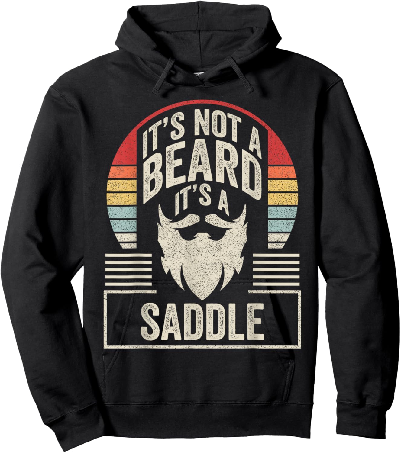 Retro Vintage It's Not A Beard It's A Saddle Funny Hoodie - Hoodie | Black