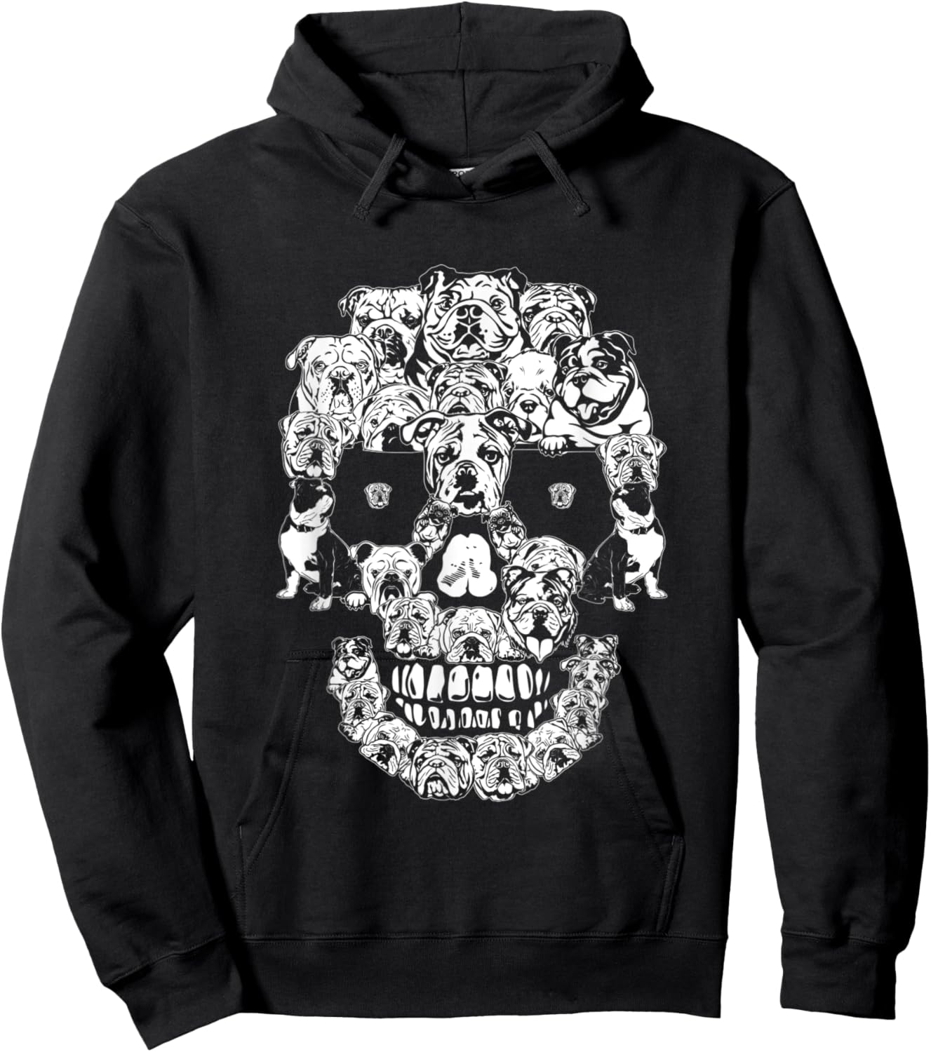 Funny English Bulldog Skull Dog Skeleton Halloween Women Kids Hoodie - Hoodie | Black