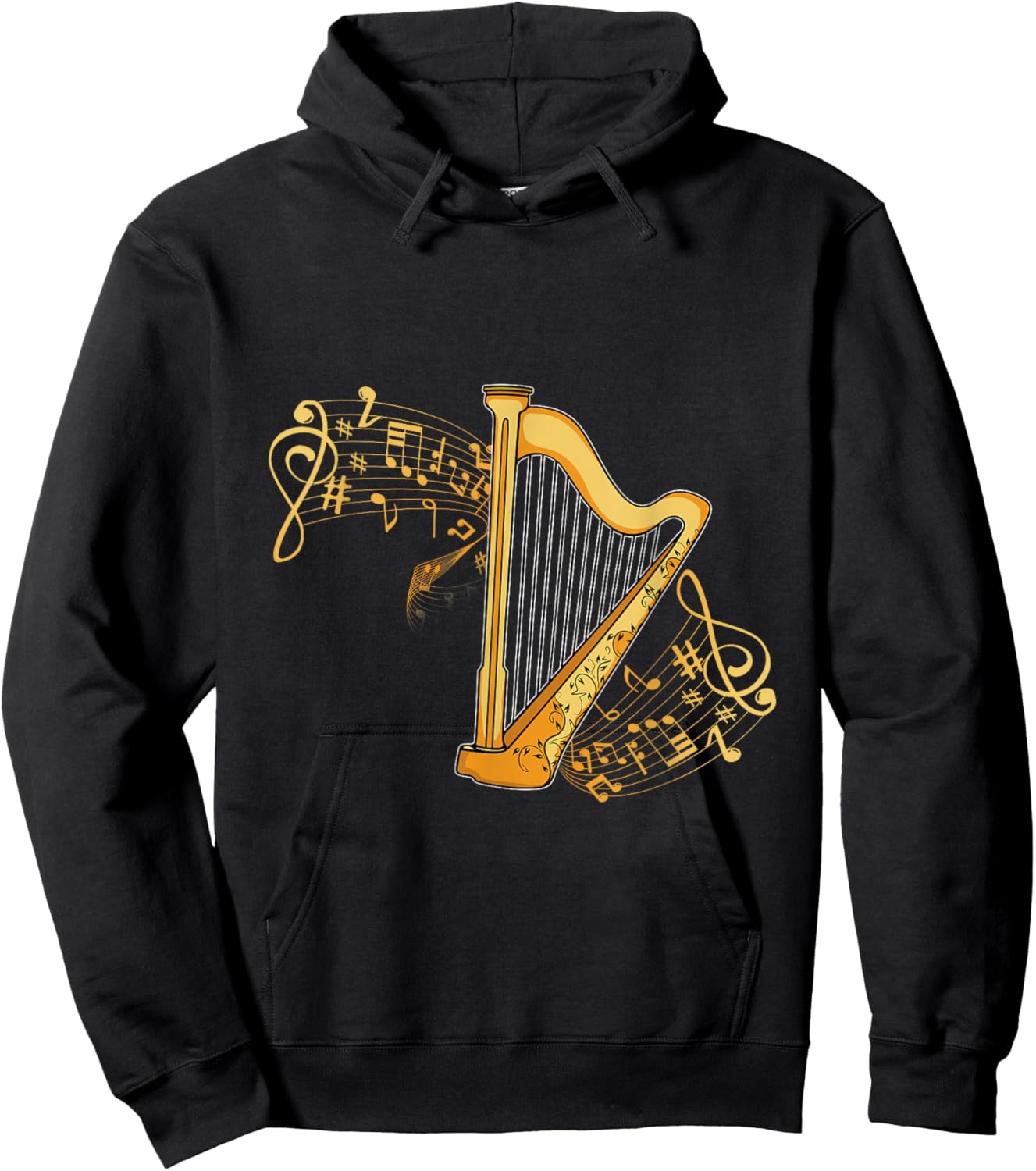 Harp Player Girls Harpist Women Men Music Harp Hoodie - Hoodie | Black