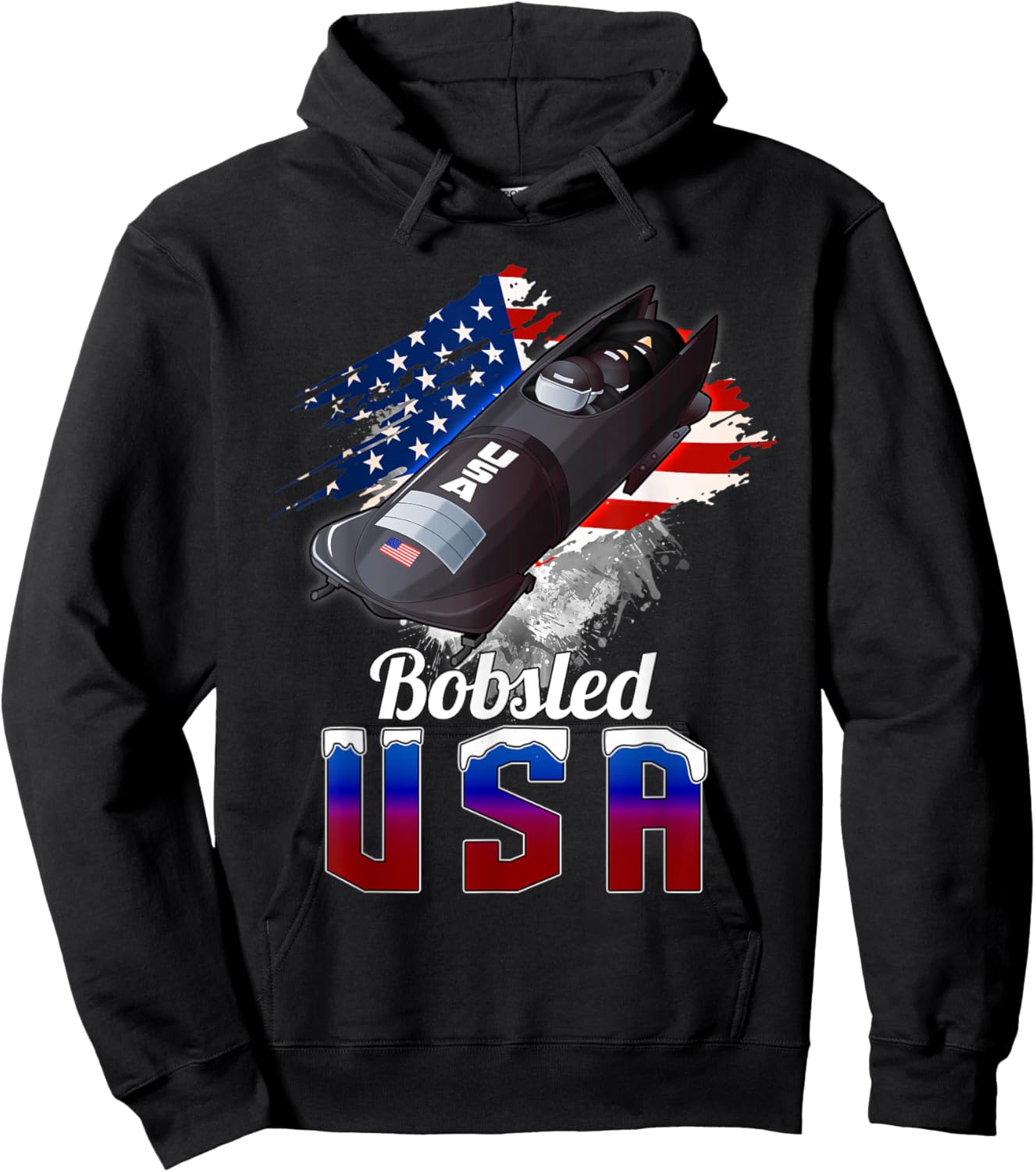 Bobsled Winter Sport USA Flag Gift Apparel Men Women Kid Hoodie - Hoodie | Black