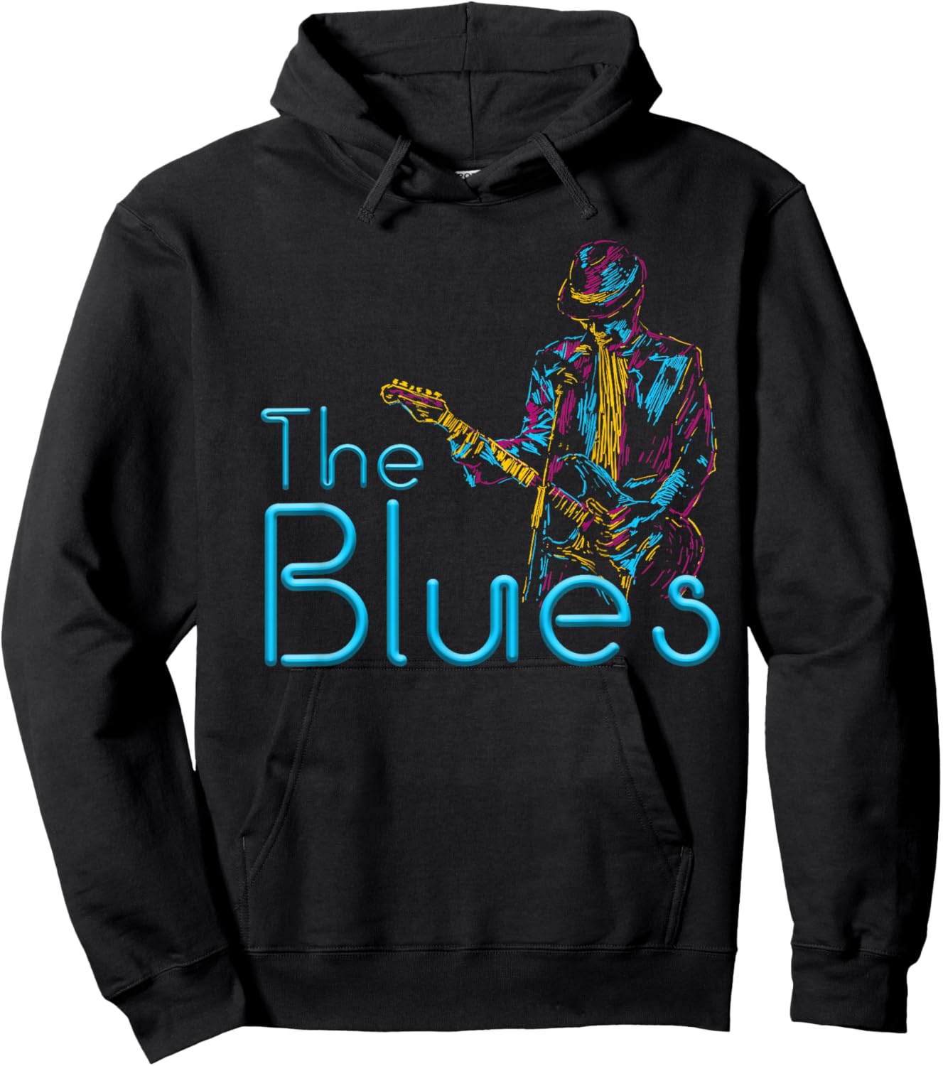 Guitarist Musician Blues Guitar Vintage Blues Music Lover Hoodie - Hoodie | Black