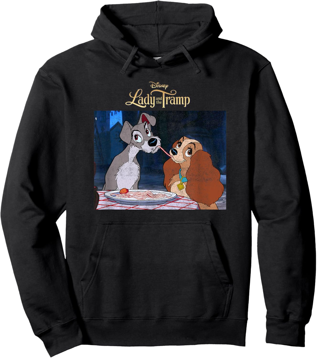 Disney Lady and The Tramp Classic Spaghetti Scene Poster Hoodie - Hoodie | Black