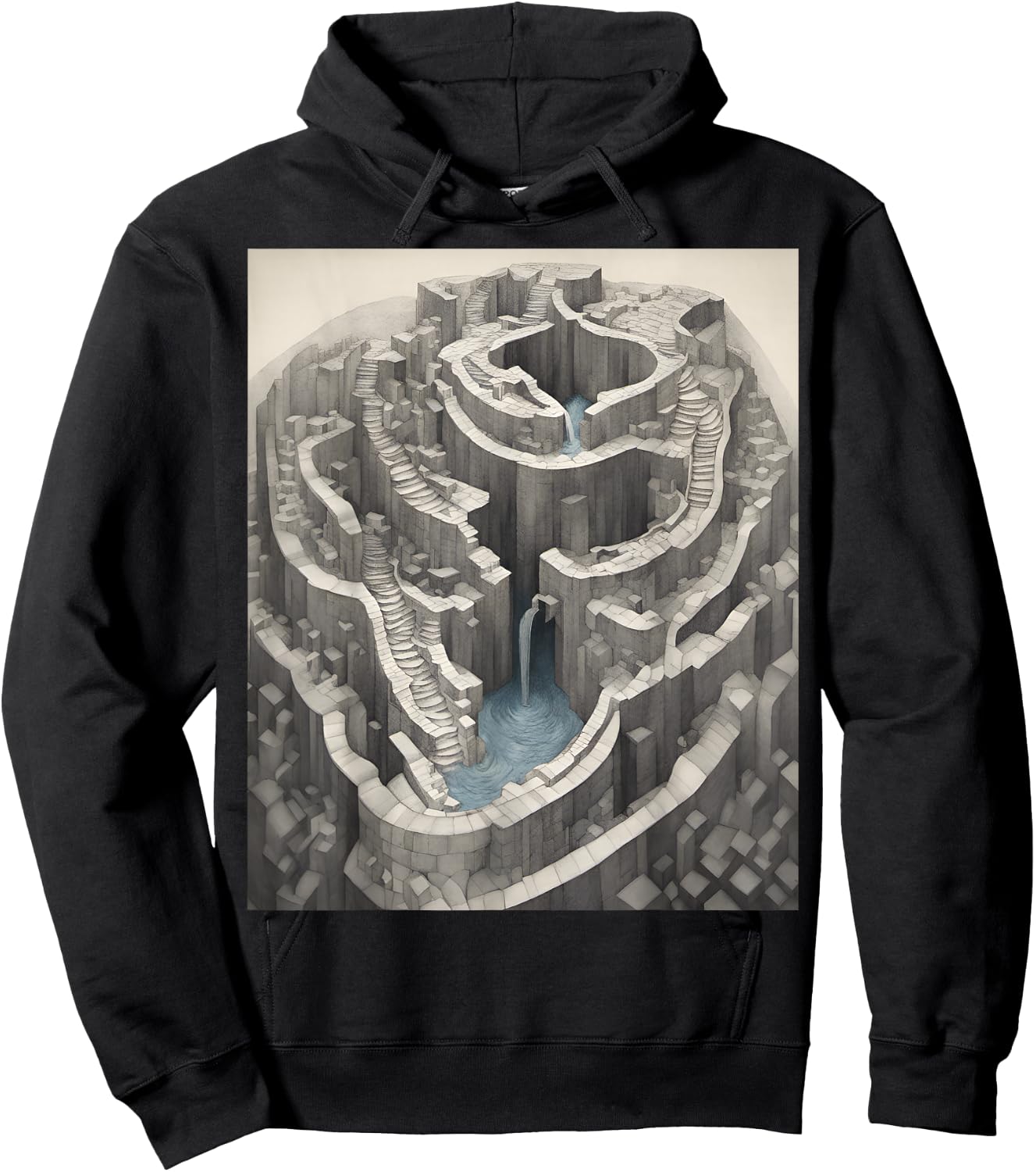 Infinite Waterfall Escher Illusion Hoodie - Hoodie | Black