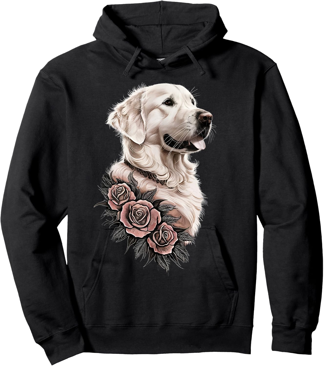 White English Cream Golden Retriever Dog Men Kids Hoodie - Hoodie | Black