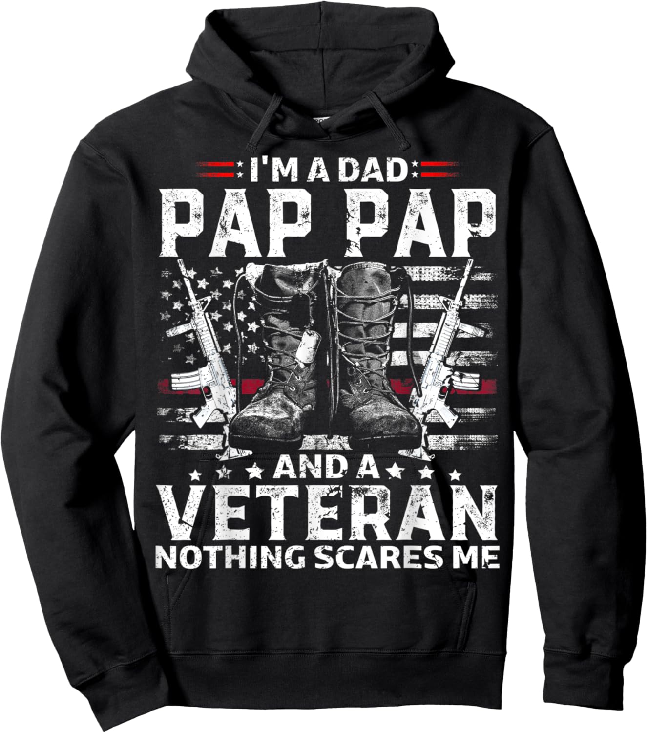 I'm A Dad Pap Pap T Shirt Veteran Hoodie - Hoodie | Black