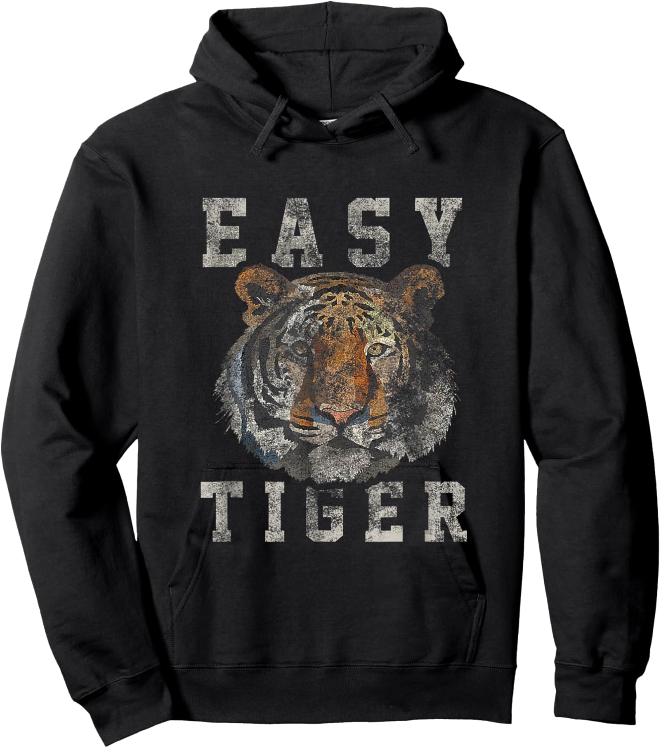 Easy Tiger Distressed Casual-Chic Graphic Hoodie - Hoodie | Black